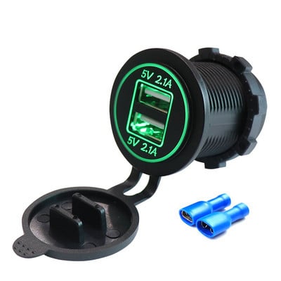 12/24V autós motorkerékpár szivargyújtó kettős USB töltő aljzatok LED világítás tápcsatlakozó kimeneti adapter tengeri csónak lakóautóhoz