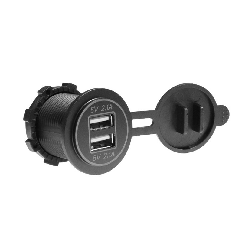 12/24V autós motorkerékpár szivargyújtó kettős USB töltő aljzatok LED világítás tápcsatlakozó kimeneti adapter tengeri csónak lakóautóhoz