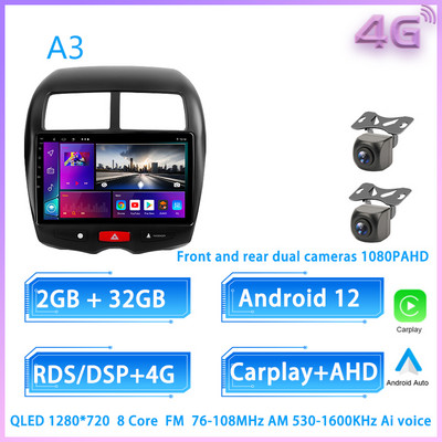 JIULUNET 8 nuclee Radio Auto Android 12 pentru Mitsubishi ASX 1 2010 - 2016 Player Multimedia Navigare Carplay Auto GPS 2 Din