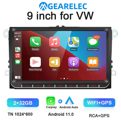 Radio 9" Android 10 pentru VW Passat 6 7 CC Polo GOLF 5 6 Touran T5 Navigație GPS WiFi BT WiFi Ecran divizat Unitate principală Radio FM