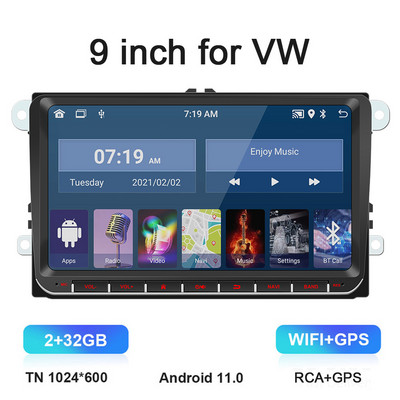 Radio 9" Android 10 pentru VW Passat 6 7 CC Polo GOLF 5 6 Touran T5 Navigație GPS WiFi BT WiFi Ecran divizat Unitate principală Radio FM