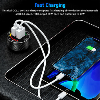2 Θύρες USB Car Charge 36W QC 3.0 Mini Fast Charging για iPhone 13 Προσαρμογέας φορτιστή κινητού τηλεφώνου Xiaomi Huawei στο αυτοκίνητο
