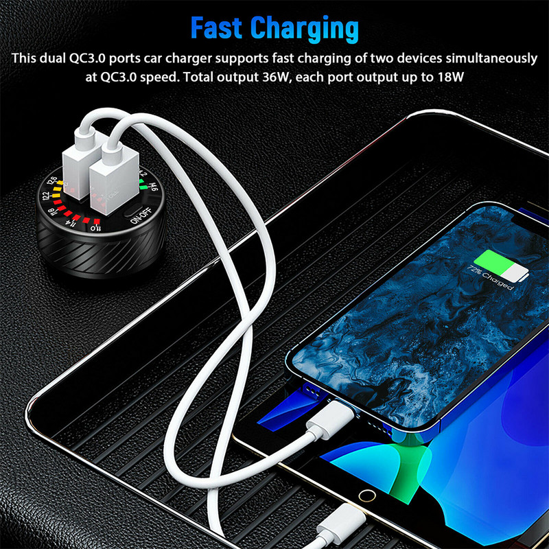 2 portos USB autós töltő 36 W QC 3.0 mini gyorstöltés iPhone 13 Xiaomi Huawei mobiltelefon töltő adapter autóban