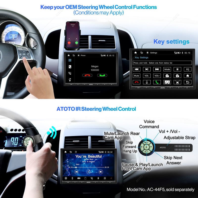 ATOTO Auto Radio 2DIN 8 inch FM Bluetooth Single din Receptor Stereo Suport HD LRV Încărcare rapidă a telefonului Player multimedia Vedio