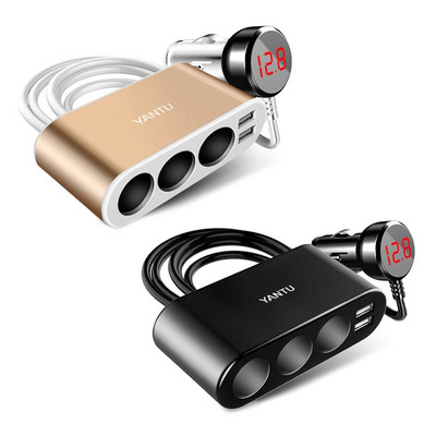 100 W 3 aljzatú szivargyújtó elosztó tápadapter DC kimenet autós töltő elosztó kettős USB autós töltő Dash Cam 37JE-hez