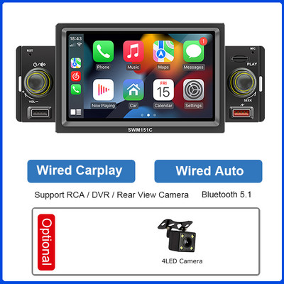 ESSGOO 5" univerzális autórádió 1 dinos központi multimédiás MP5 lejátszó Carplay Android Auto autós sztereó MirrorLink 2 USB autós Autoaudio