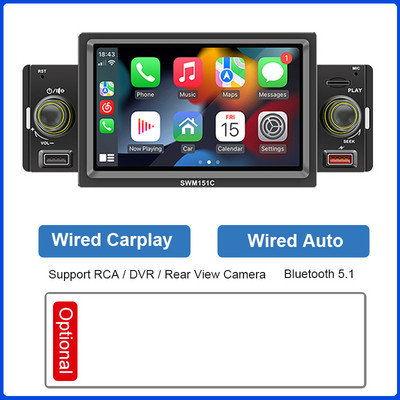 ESSGOO 5" univerzális autórádió 1 dinos központi multimédiás MP5 lejátszó Carplay Android Auto autós sztereó MirrorLink 2 USB autós Autoaudio