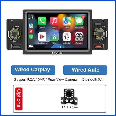 ESSGOO 5" univerzális autórádió 1 dinos központi multimédiás MP5 lejátszó Carplay Android Auto autós sztereó MirrorLink 2 USB autós Autoaudio