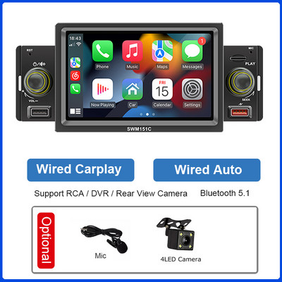 ESSGOO 5" univerzális autórádió 1 dinos központi multimédiás MP5 lejátszó Carplay Android Auto autós sztereó MirrorLink 2 USB autós Autoaudio