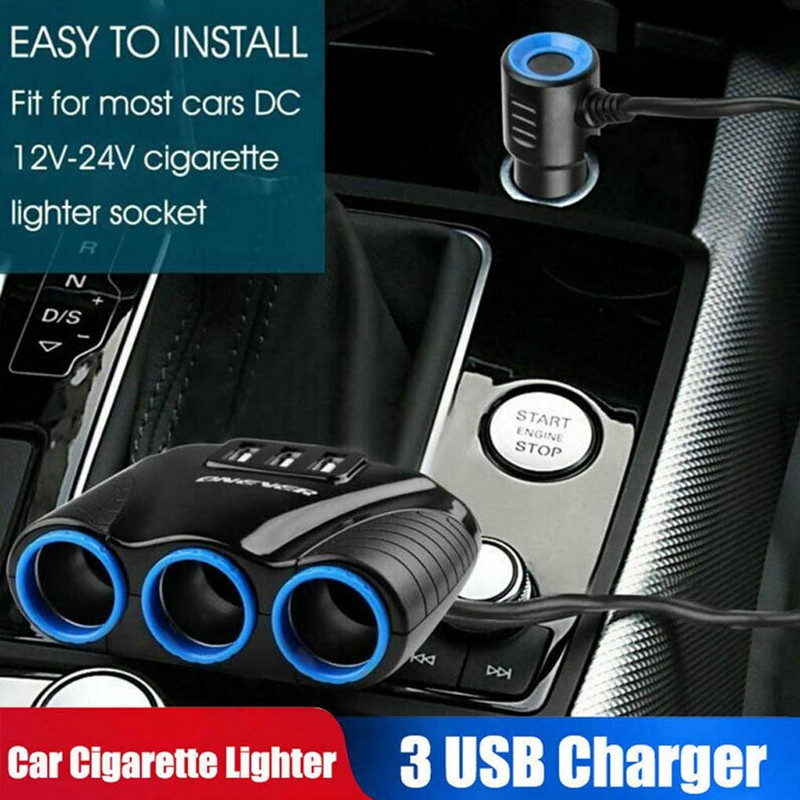 3 utas autós öngyújtó elosztó jármű teherautó, több aljzatú laptop USB töltő adapter univerzális táptartozékok