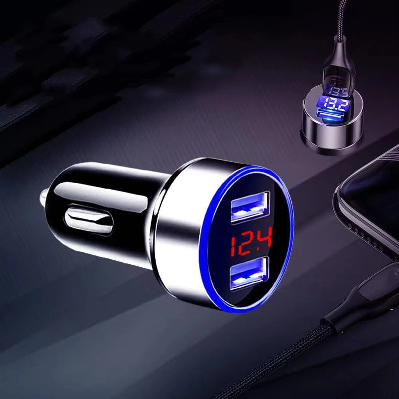 Încărcător auto Dual USB QC 3.0 LED Voltmetru pentru toate tipurile de încărcătoare pentru telefoane mobile Încărcare inteligentă duală USB