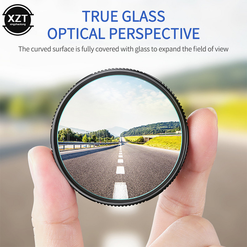 2 buc. Oglindă retrovizoare pentru autoturism Oglindă convexă HD 360 ° Oglindă rotundă auxiliară cu adsorbție reglabilă cu unghi larg