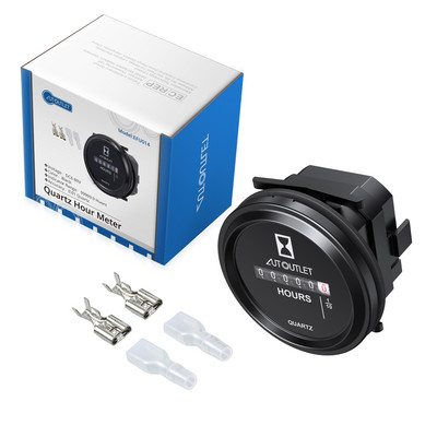 AUTOUTLET 12-72 volți DC Contor de ore rotund Contor de ore cu quartz Rezistent la apă pentru barcă ATV Moto Contor mecanic de mașină Cronometru cu cuarț