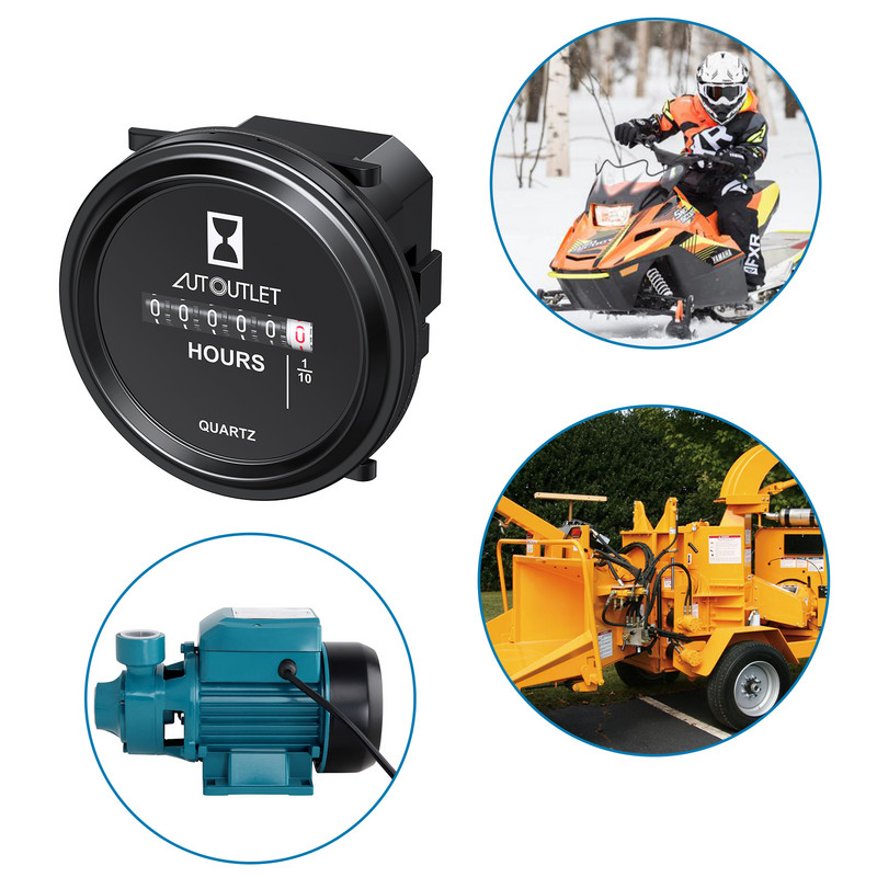 AUTOUTLET 12-72 Volt DC köróra mérő Kvarc óra mérő vízálló hajóhoz ATV Moto autó mechanikus számláló kvarc időzítő