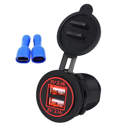 12-24V 4,2A motorkerékpár autós dupla USB táp töltő csatlakozó aljzat vízálló autós teherautó tápcsatlakozó adapter szivargyújtó aljzat