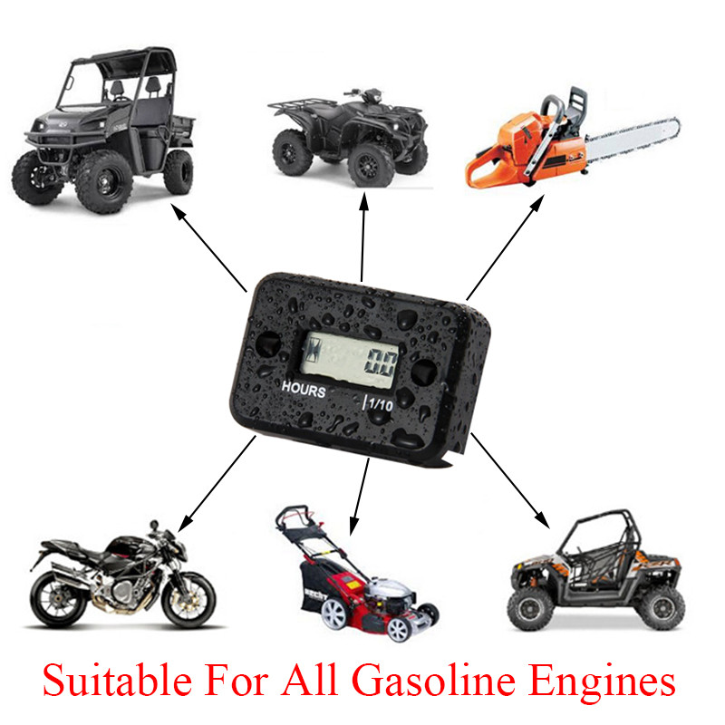 Motorkerékpár induktív digitális óramérő vízálló motor mérő óra üzemóra mérő LCD kijelző kerékpáros motorkerékpár ATV csónak Offroad számára