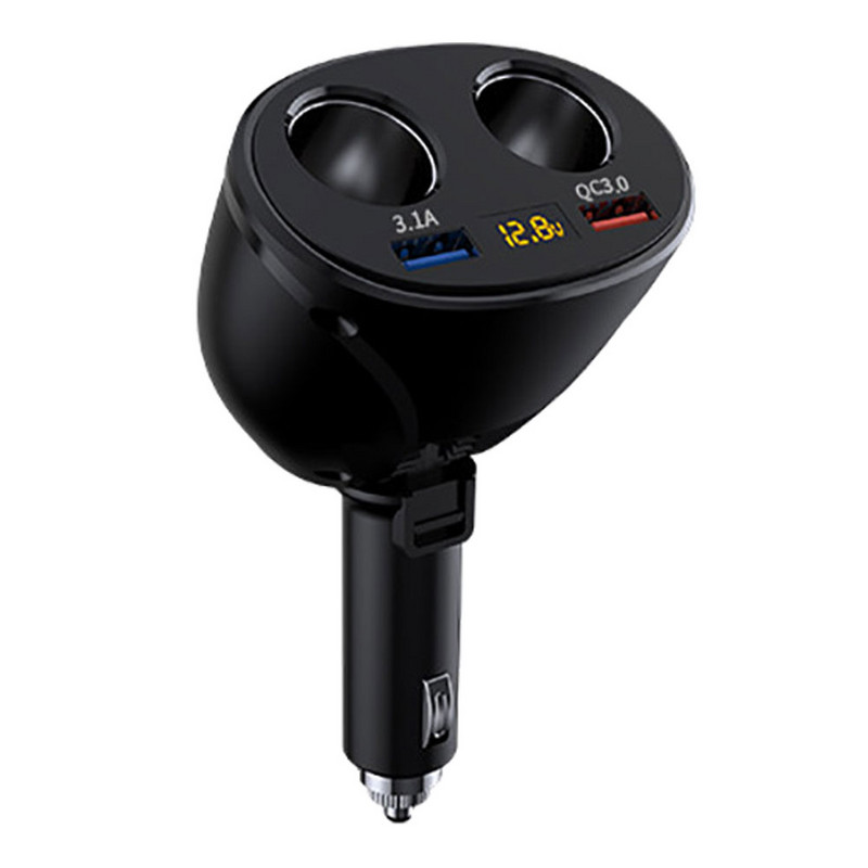 Încărcător de mașină dublu USB DC 12-24V QC3.0, încărcare rapidă, Splitter, Adaptor de afișare de tensiune pentru iPhone XR XS 11 Pro Samsung S10 S9