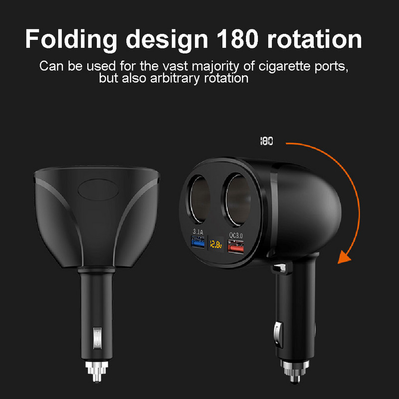 Încărcător de mașină dublu USB DC 12-24V QC3.0, încărcare rapidă, Splitter, Adaptor de afișare de tensiune pentru iPhone XR XS 11 Pro Samsung S10 S9