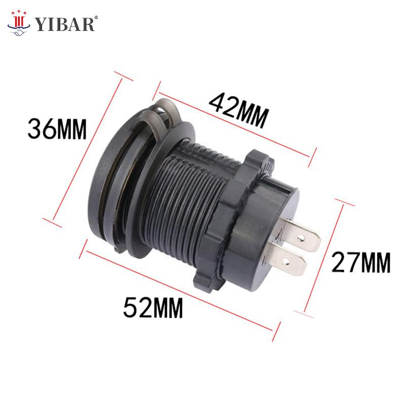 Automobilinis įkroviklis Greitas įkrovimas su vandeniui atspariu dangteliu QC3.0 dvigubas USB lizdas su laivo tipo jungikliu 12V/24V su skaitmeniniu ekrano matuokliu