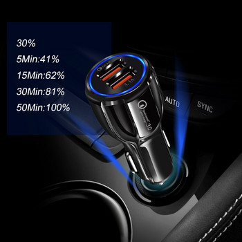 Αντάπτορας γρήγορης φόρτισης αυτοκινήτου USB 2 σε 1 3.1A Φορτιστής αυτοκινήτου γρήγορης φόρτισης Διπλός προσαρμογέας αυτοκινήτου USB Πρίζα ρεύματος αναπτήρα για Xiaomi