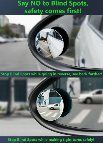 Καθρέφτης αυτοκινήτου 360 μοιρών τυφλού σημείου HD 2 πακέτο-2 ιντσών Στρογγυλοί κυρτές καθρέφτες πίσω όψης για αυτοκίνητα