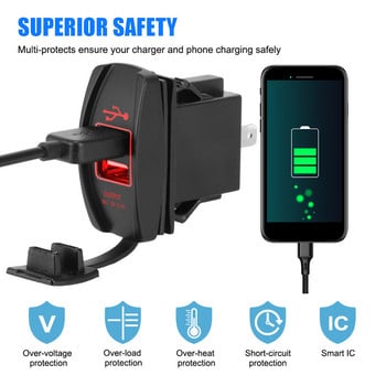 Φορτιστής αυτοκινήτου Auto Adapter 5V 3.1A LED Διπλές θύρες USB Dustproof Phone Charger Universal for Car RV Camper Caravans