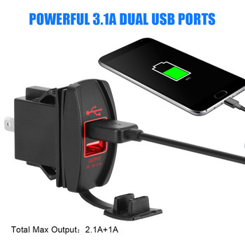 Зарядно за кола Автоадаптер 5V 3.1A LED двойни USB портове Прахоустойчиво зарядно устройство за телефон Универсално за автомобили RV Кемпер Каравани