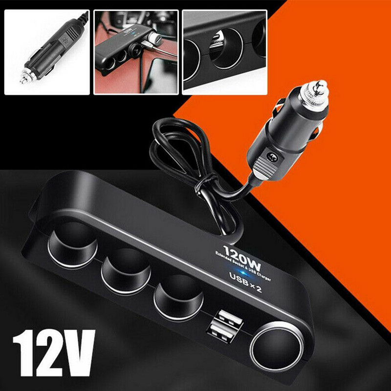 Mașină Plastic Negru Brichetă Splitter Priză 120 W Ieșire Adaptor 12 ~ 24 V Încărcător Voltmetru de încărcare rapidă Ușor de utilizat