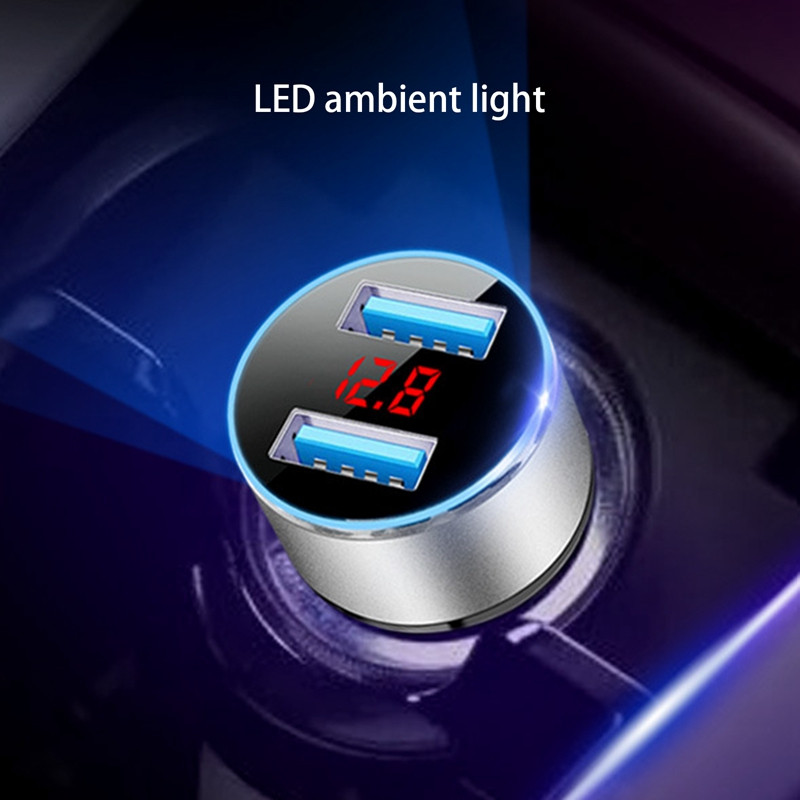 Încărcător de mașină 3.1A Încărcare rapidă Dual Port USB Display LED Brichetă Adaptor pentru telefon pentru iPhone 12 11 8 Xiaomi Redmi Sansung