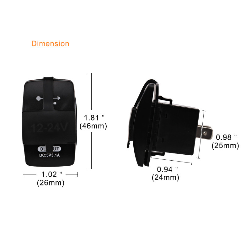 12-24V Dual USB Car Incarcator comutator basculant 5V 3.1A Incarcator auto universal pentru telefon mobil pentru masina motociclete masina electrica barca