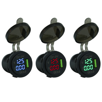 Karštas išpardavimas USB automobilinis įkroviklis Sumanus gaminimas 3A QC 3.0 USB automobilinis įkroviklis maitinimo lizdo adapteris, skirtas auto motociklų valčiai 12V-24V