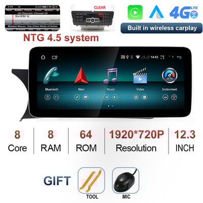 12.3" Carplay 1920*720P IPS Android 12 Auto Multimedia Player Navigație auto Bluetooth pentru Mercedes Benz Clasa C W204 2011 -2014