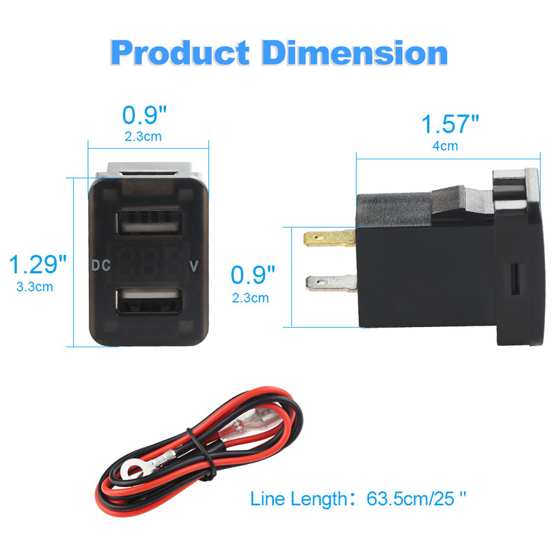 2.1A Dual USB Car Socket Charger 12-24V Promotional LED USB Car Power Adapter Incarcator pentru Toyota pentru telefon mobil Incarcator auto