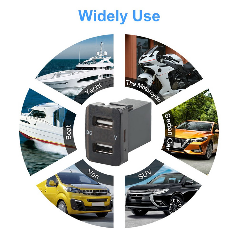 2.1A Dual USB Car Socket Charger 12-24V Promotional LED USB Car Power Adapter Incarcator pentru Toyota pentru telefon mobil Incarcator auto