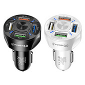 4-portová USB nabíjačka do auta 3.0, adaptér pre rýchle nabíjanie, univerzálny 4 USB zapaľovač cigariet, elektronický zapaľovač pre smartfóny