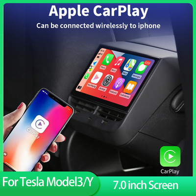За Tesla Model3/Y Заден панел на дисплея 7,0-инчов екран Мултимедийна система Android 12 Безжично управление на климатика Carplay