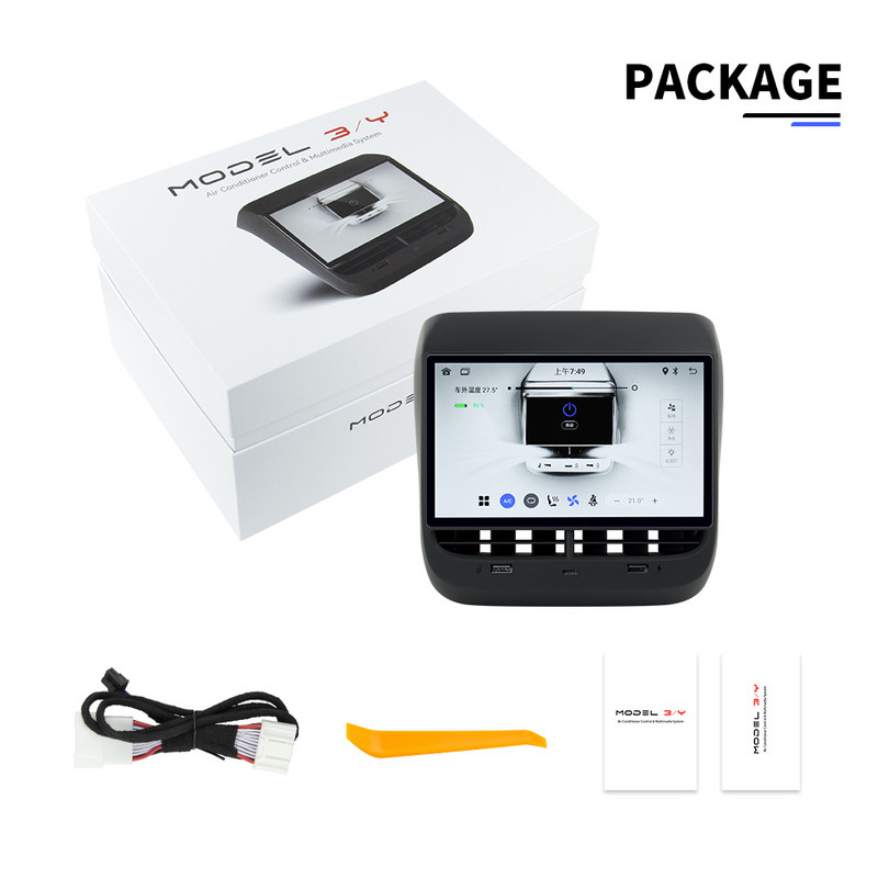 Pentru Tesla Model3/Y Panou de afișare din spate Ecran de 7,0 inci Sistem multimedia Android 12 Control wireless Carplay pentru aer condiționat