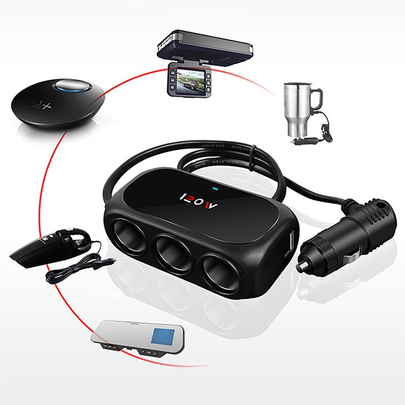 12V-24V Brichetă Auto Priză Splitter Mufă LED Dual USB 3 Căi Adaptor Încărcător USB Încărcător Auto Pentru Telefon mobil Încărcător PC