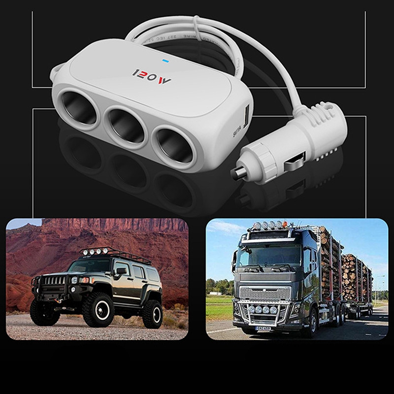 12V-24V Brichetă Auto Priză Splitter Mufă LED Dual USB 3 Căi Adaptor Încărcător USB Încărcător Auto Pentru Telefon mobil Încărcător PC