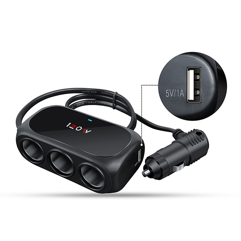 12V-24V Brichetă Auto Priză Splitter Mufă LED Dual USB 3 Căi Adaptor Încărcător USB Încărcător Auto Pentru Telefon mobil Încărcător PC
