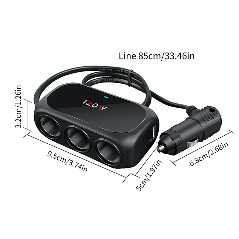 12V-24V Brichetă Auto Priză Splitter Mufă LED Dual USB 3 Căi Adaptor Încărcător USB Încărcător Auto Pentru Telefon mobil Încărcător PC