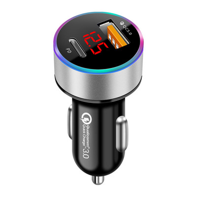 Környezeti fényű telefon Univerzális USB C Erős minitartozékok Csúszásmentes öngyújtó adapter 2 portos autós töltő Gyorstöltés