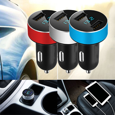 Dual Ports 3.1A USB Car Cigarette Charger Lighter Digital LED Voltmeter 12V/24V