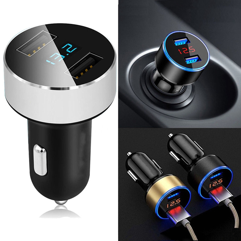 Porturi duble 3.1A USB încărcător de țigări auto Brichetă LED digital voltmetru 12V/24V