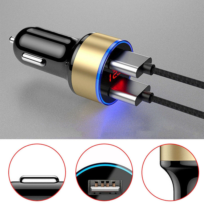 Porturi duble 3.1A USB încărcător de țigări auto Brichetă LED digital voltmetru 12V/24V