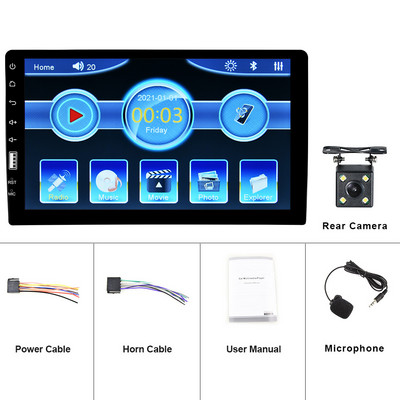 LeeKooLuu 1 Din automašīnas radio 9 collu HD autoradio multivides atskaņotājs 1 DIN skārienekrāns Auto audio automašīnas stereo MP5 Bluetooth USB FM kamera