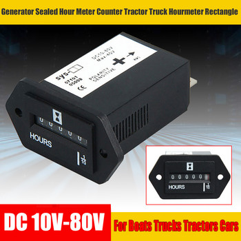 Counter Tractor Truck Rectangle Generator Sealed Hour Meter DC 10V-80V for Boats Trucks Tractors Cars Motorcycle Instruments