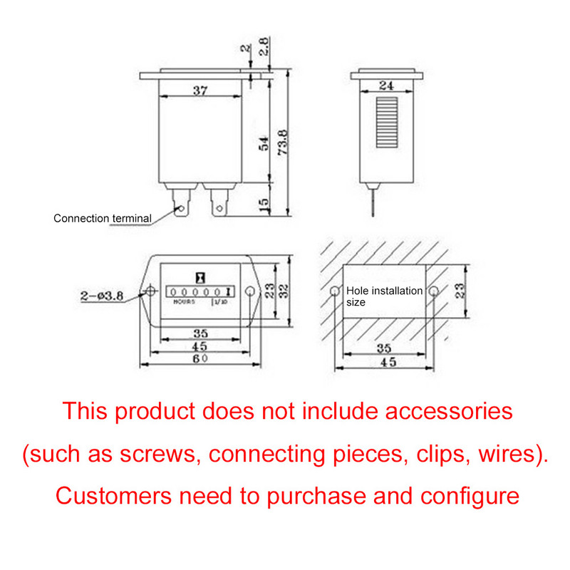 Počítadlo ťahačov, obdĺžnikový generátor, uzavretý počítadlo hodín DC 10V-80V pre lode, nákladné vozidlá, traktory, autá, motocykle, prístroje