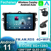 Autorádio s Androidom 11, GPS, multimediálne video, stereo pre Toyota Corolla 2009 - 2013, navigačný prehrávač, Bluetooth 5.0, 4G LTE, WIFI, DSP