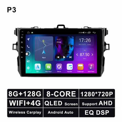 Autorádio s Androidom 11, GPS, multimediálne video, stereo pre Toyota Corolla 2009 - 2013, navigačný prehrávač, Bluetooth 5.0, 4G LTE, WIFI, DSP